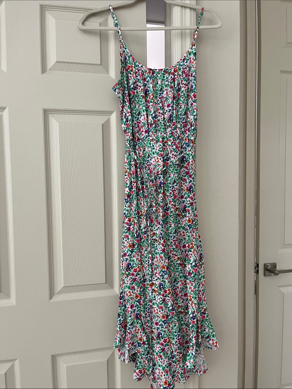 Jcrew Factory Floral Spaghetti Strap Midi Dress - White/Pink/Green size 2 - Picture 2 of 7